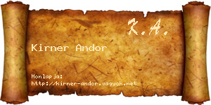 Kirner Andor névjegykártya